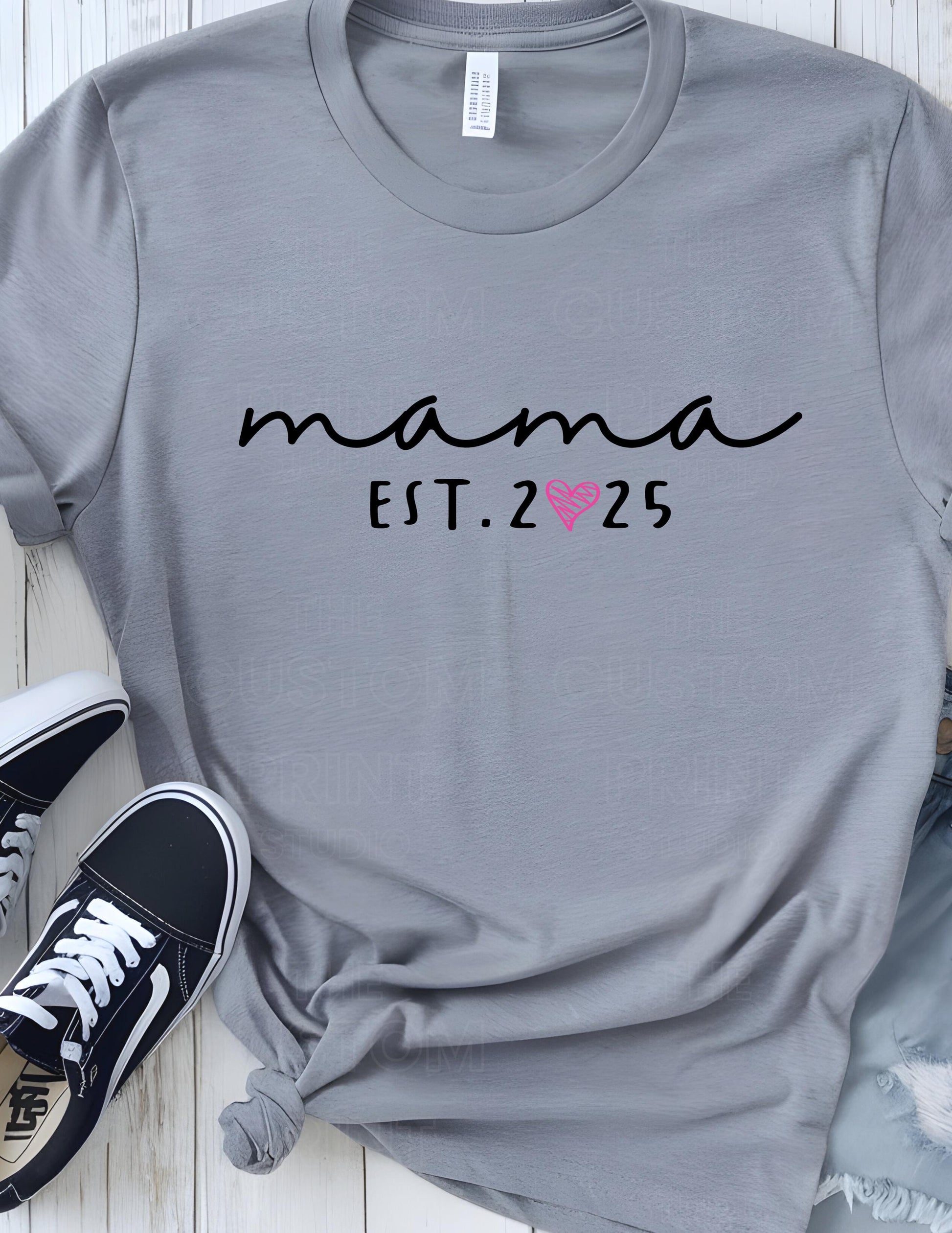 Custom Mama T-Shirt: Personalized Kid Name Sleeve, New Mom Gift Mother's Day Gift