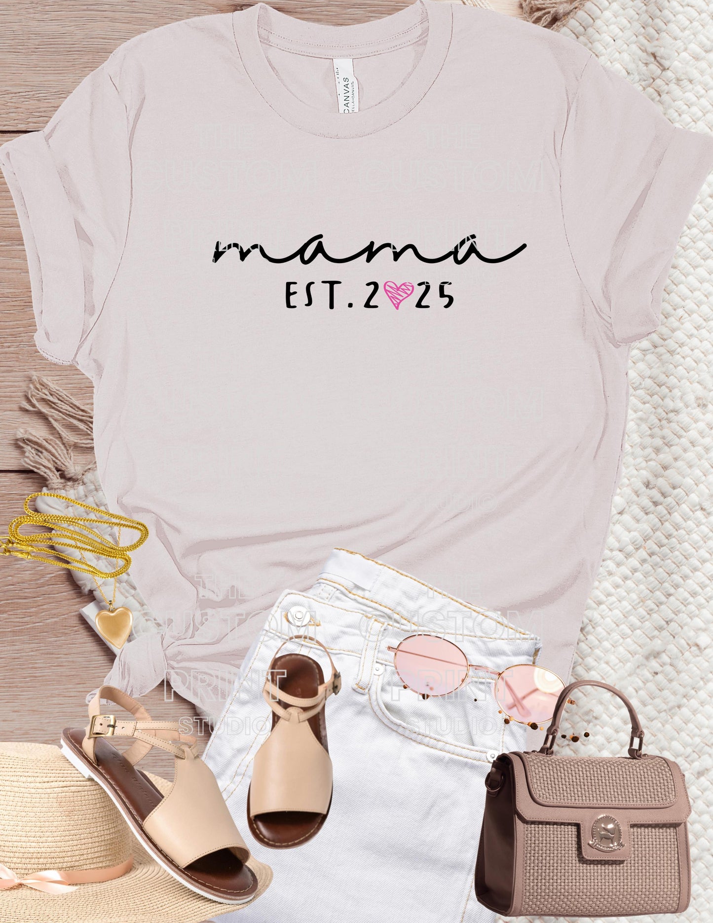 Custom Mama T-Shirt: Personalized Kid Name Sleeve, New Mom Gift Mother's Day Gift