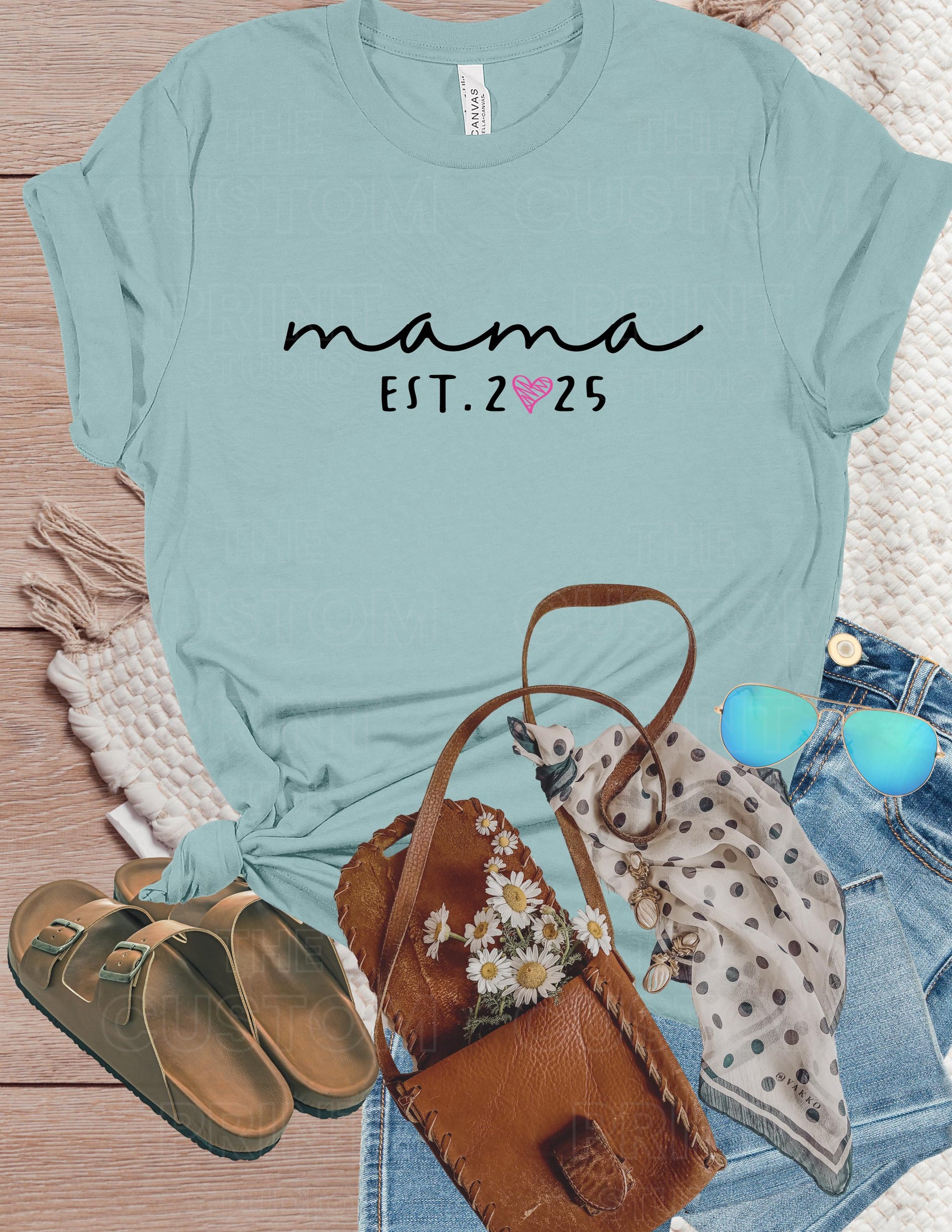 Custom Mama T-Shirt: Personalized Kid Name Sleeve, New Mom Gift Mother's Day Gift