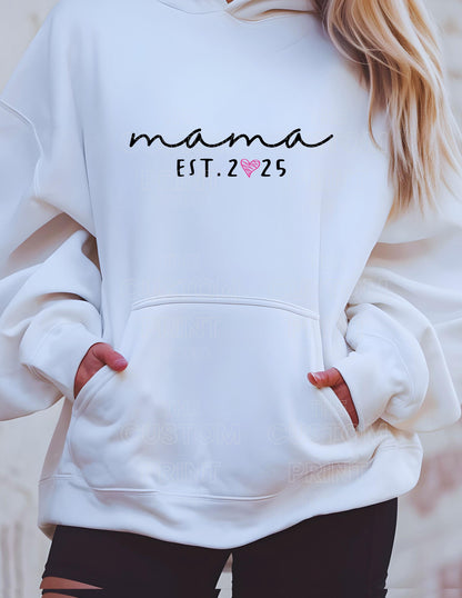 Personalized Mama Hoodie: Kid Name Sleeve, New Mom Gift