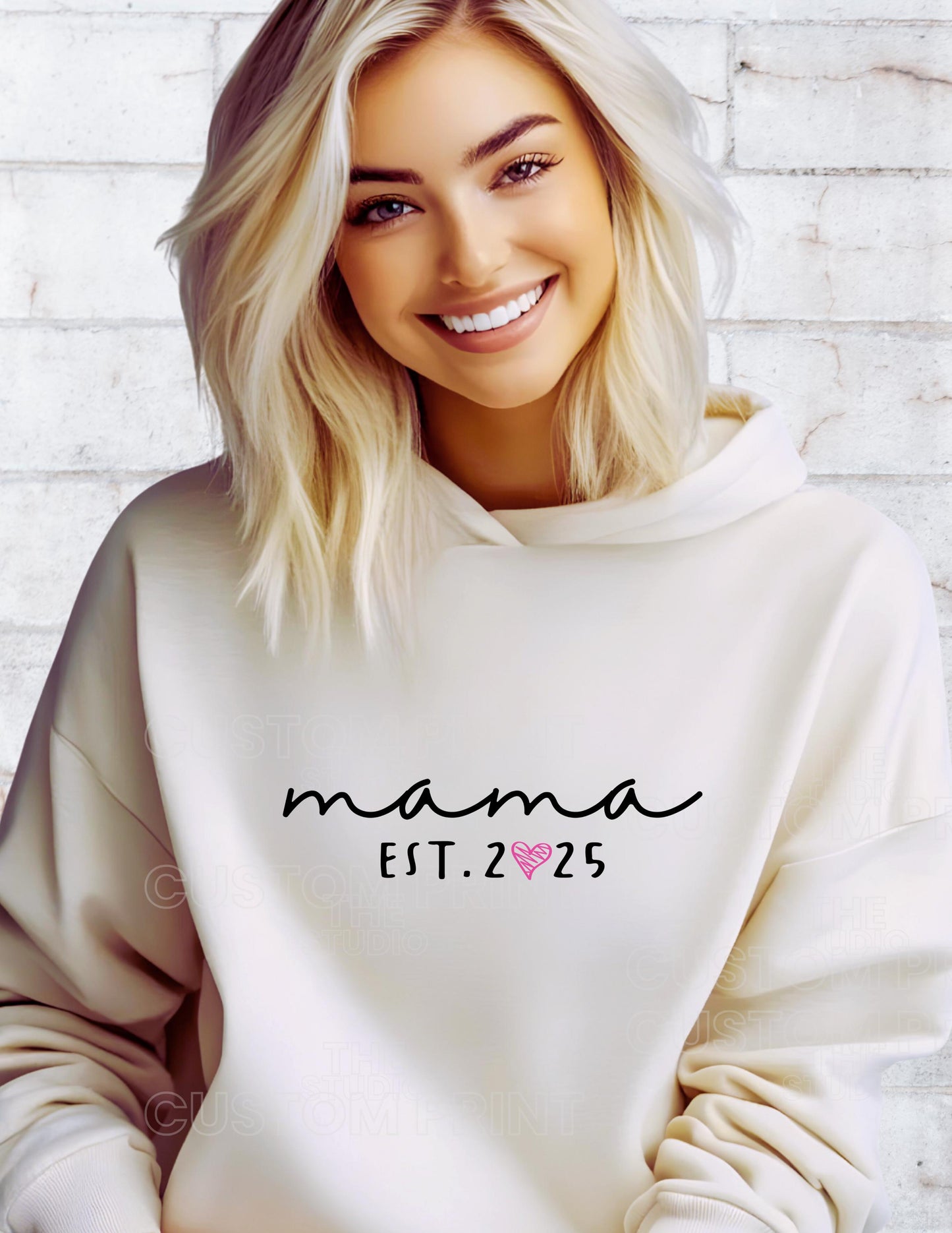 Personalized Mama Hoodie: Kid Name Sleeve, New Mom Gift