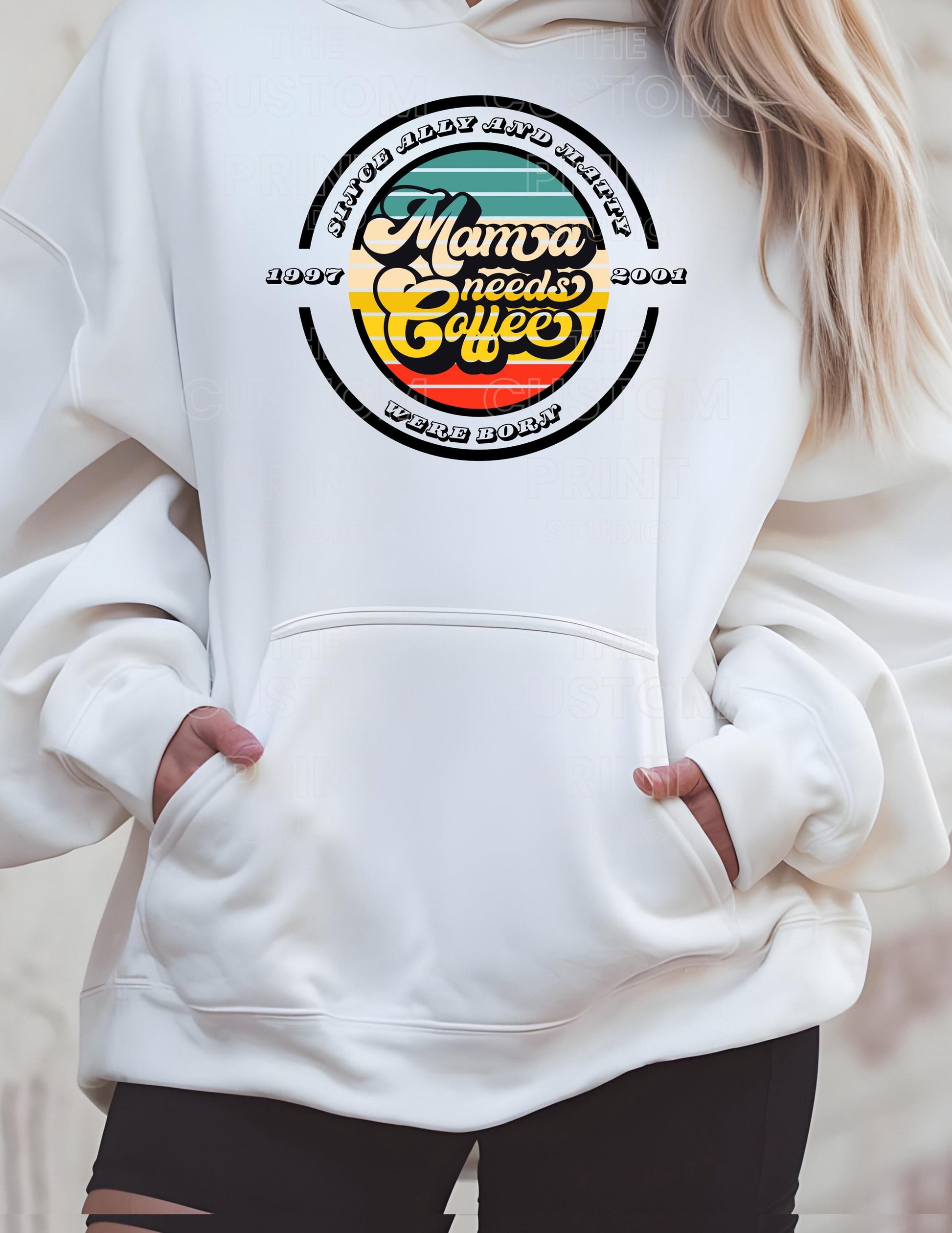 Retro Mama Bear Sweatshirt, Personalized Kids Names, Mother's Day Valentines Day Gift