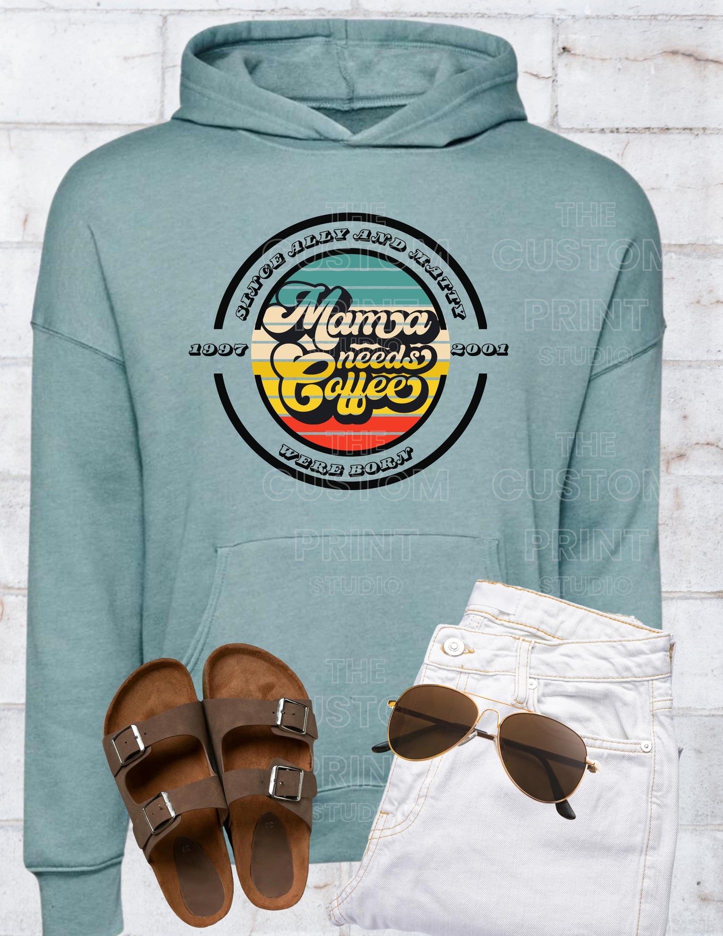 Retro Mama Bear Sweatshirt, Personalized Kids Names, Mother's Day Valentines Day Gift