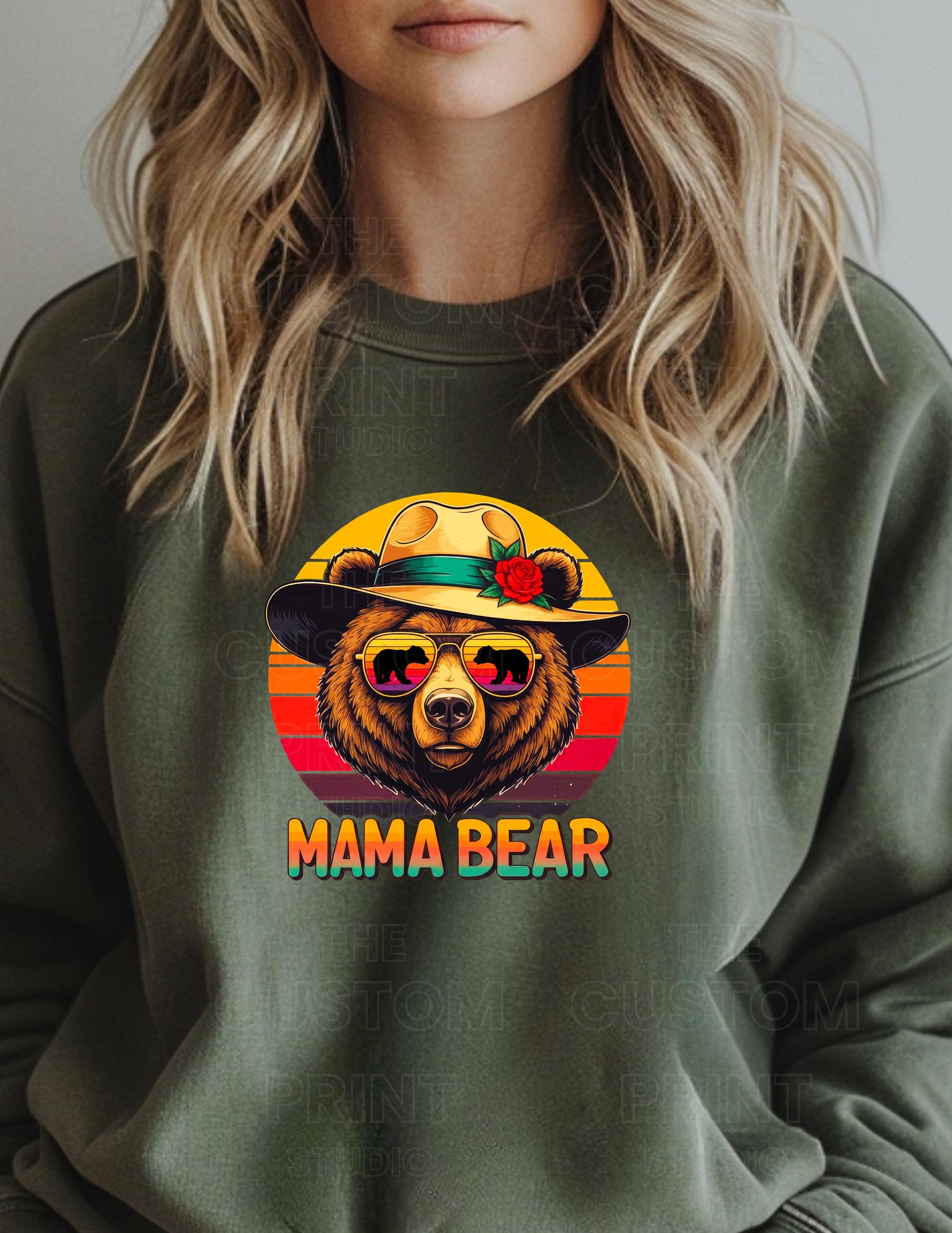 Retro Mama Bear Hoodie, Personalized Kids Names, Mother's Day Gift