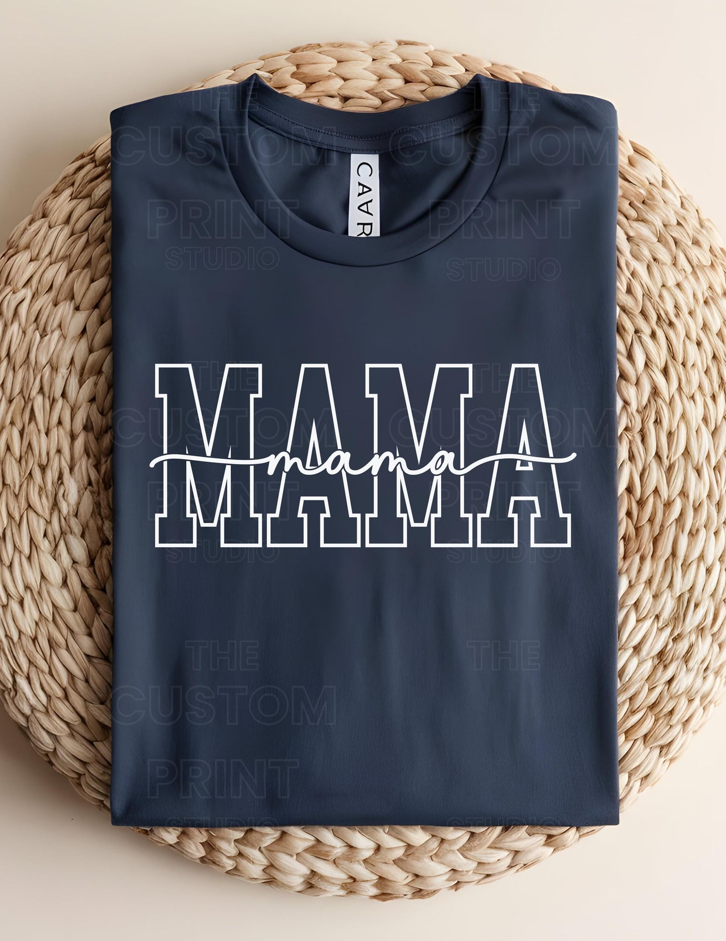 Custom Mama T-Shirt: Personalized Mom Shirt with Kid Name Sleeve Valentines Day Gift