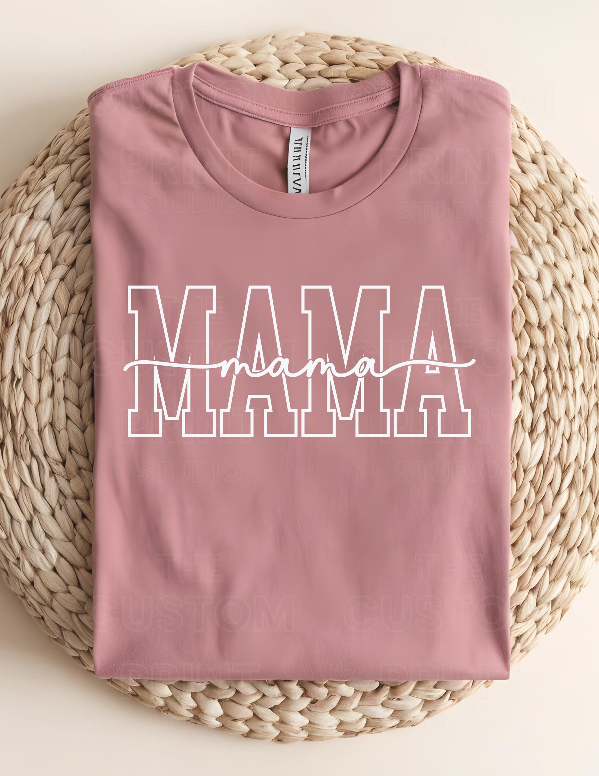 Custom Mama T-Shirt: Personalized Mom Shirt with Kid Name Sleeve Valentines Day Gift