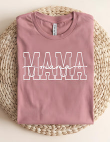 Custom Mama T-Shirt: Personalized Mom Shirt with Kid Name Sleeve Valentines Day Gift