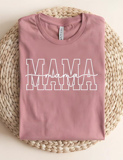 Custom Mama T-Shirt: Personalized Mom Shirt with Kid Name Sleeve Valentines Day Gift