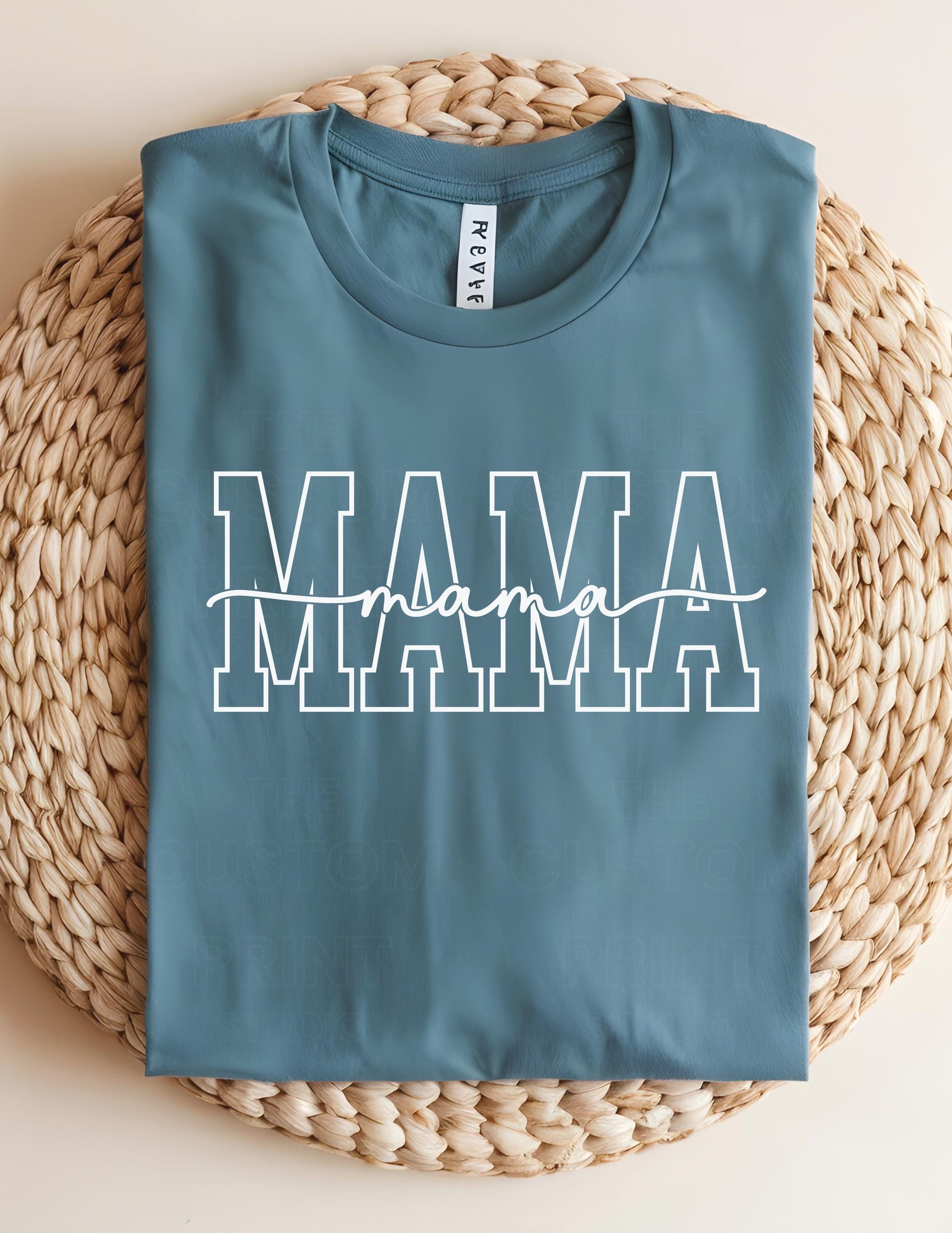 Custom Mama T-Shirt: Personalized Mom Shirt with Kid Name Sleeve Valentines Day Gift