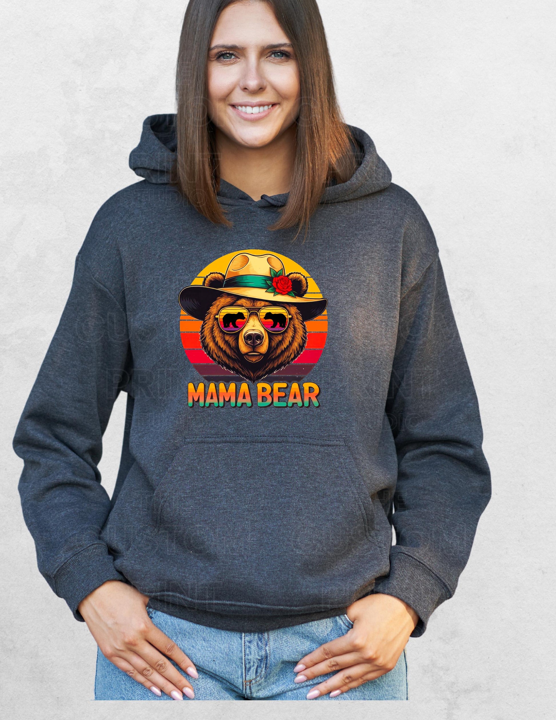 Retro Mama Bear Hoodie, Personalized Kids Names, Mother's Day Gift