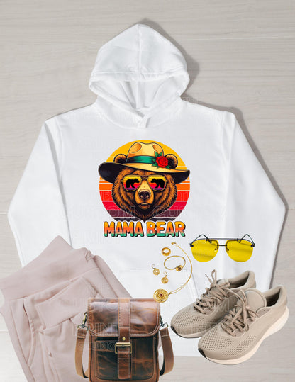Retro Mama Bear Hoodie, Personalized Kids Names, Mother's Day Gift