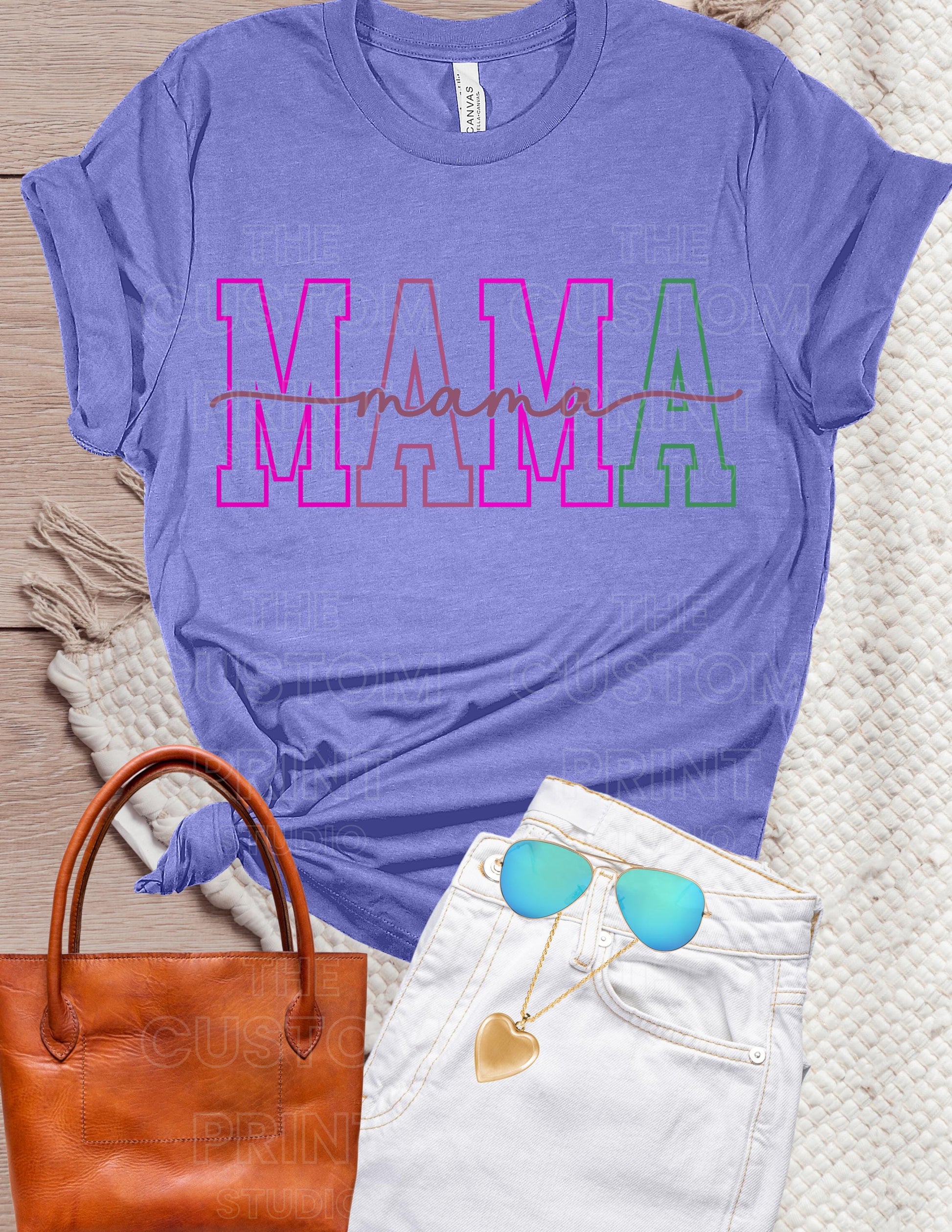 Custom Mama T-Shirt: Personalized Mom Shirt with Kid Name Valentines Day Gift