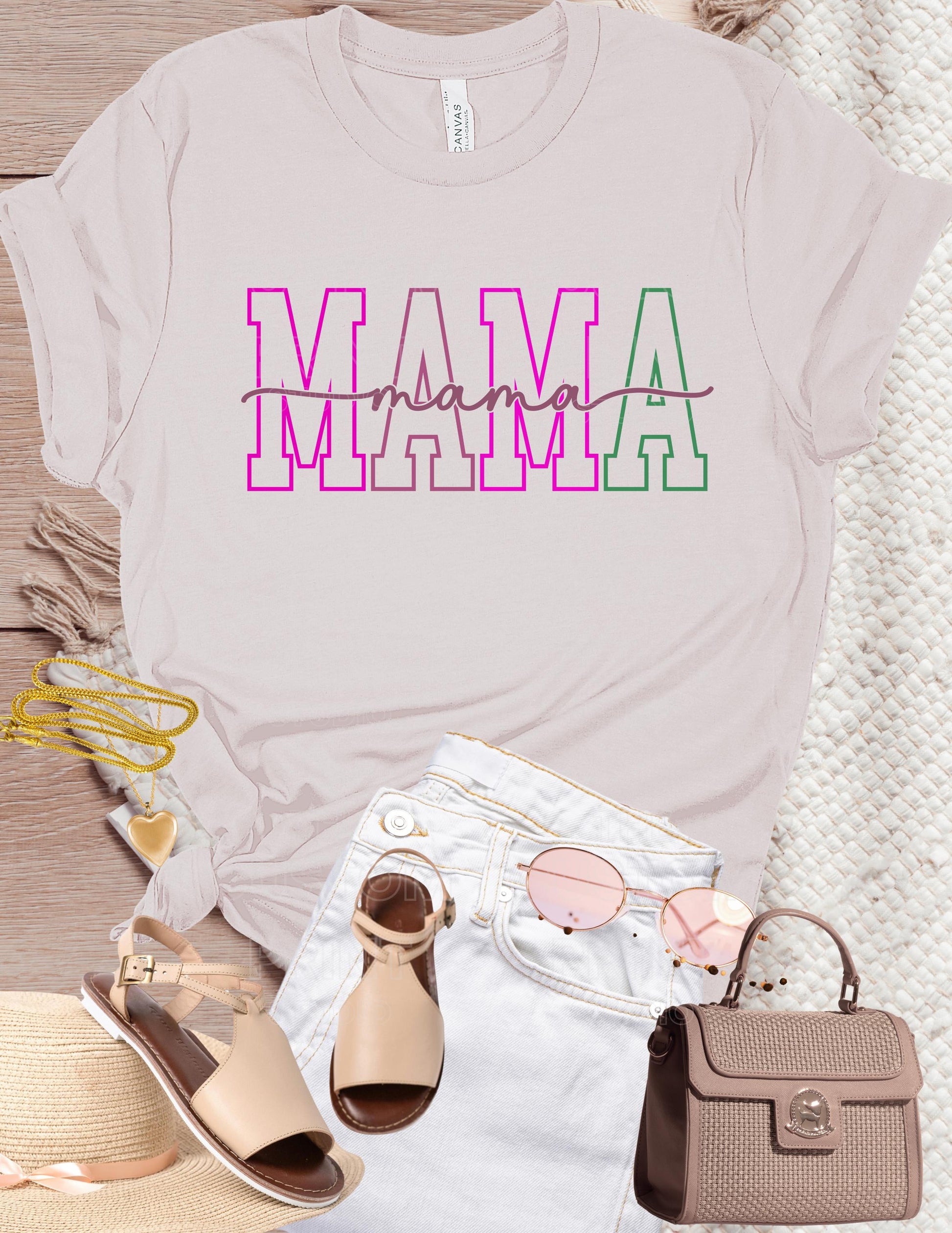 Custom Mama T-Shirt: Personalized Mom Shirt with Kid Name Valentines Day Gift