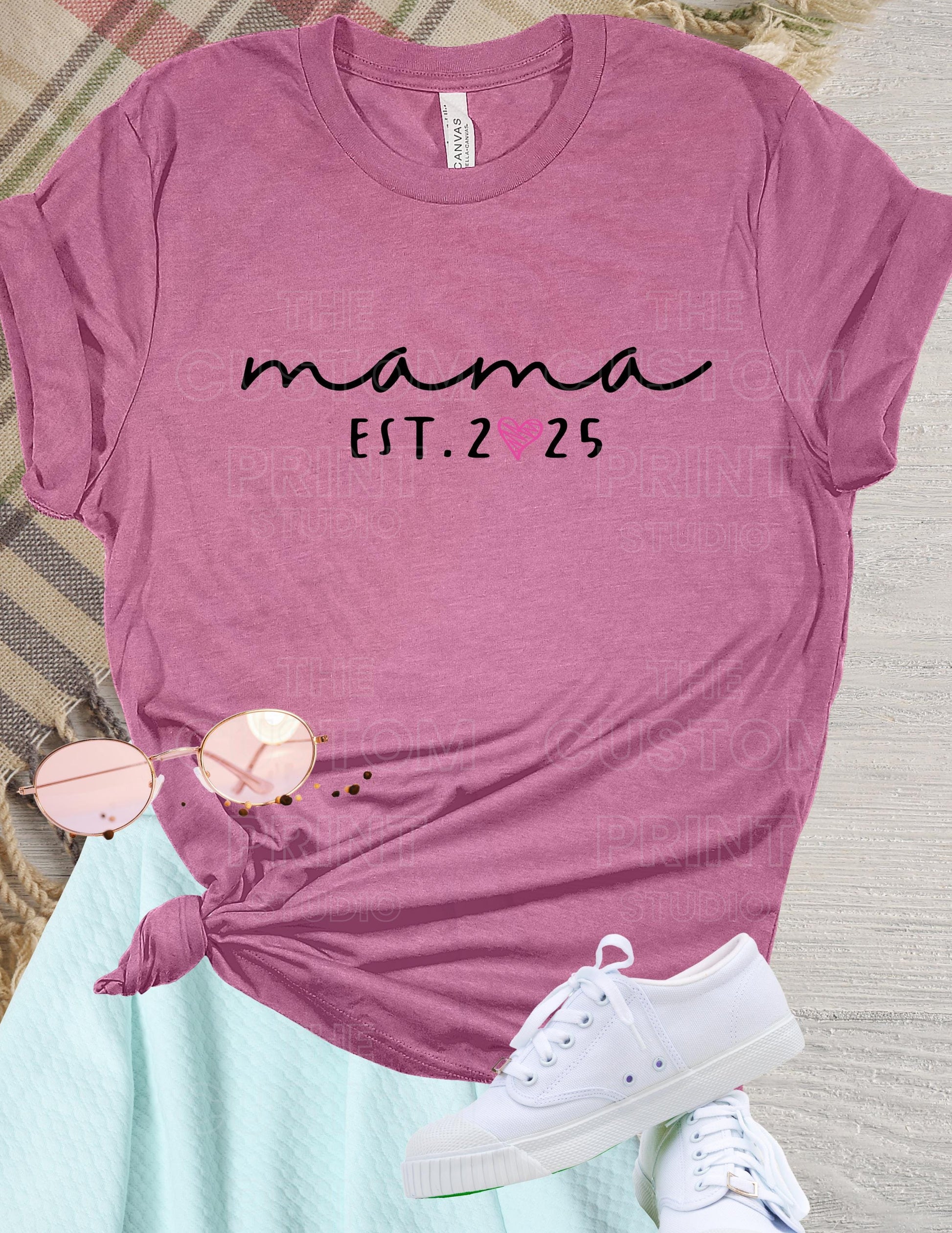 Custom Mama T-Shirt: Personalized Kid Name Sleeve, New Mom Gift Mother's Day Gift