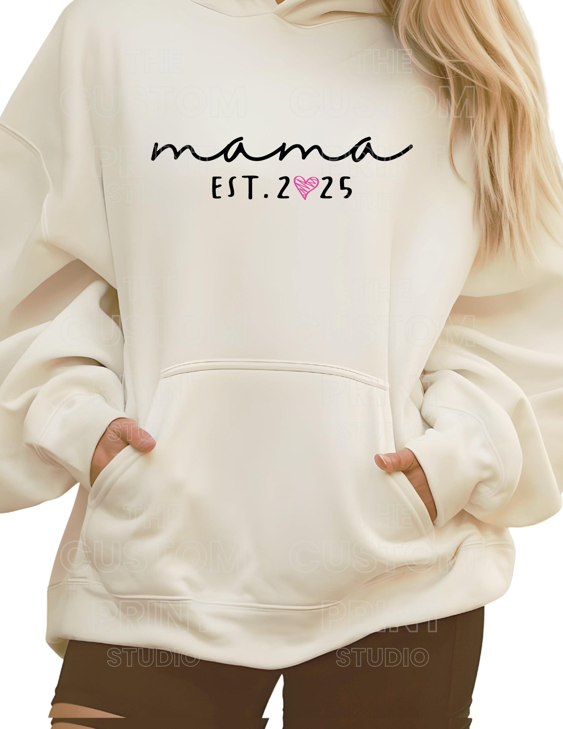 Personalized Mama Hoodie: Kid Name Sleeve, New Mom Gift