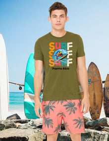 Surfing Coqui Frog T-shirt: Puerto Rico Island Vibes Valentines Day Gift