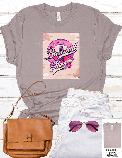 Personalized Baseball Mom T-Shirt: Custom Name Sleeve, Camo Print Valentines Day Gift