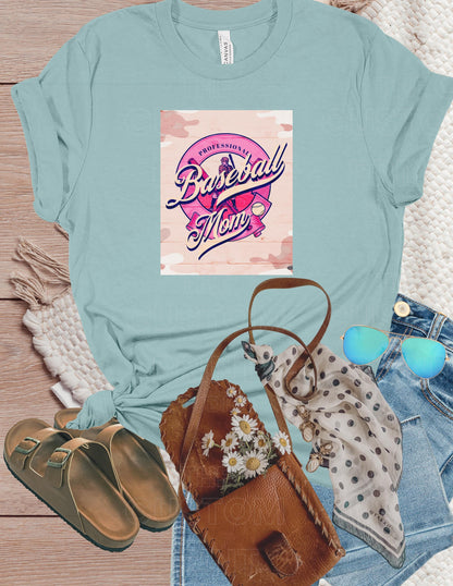 Personalized Baseball Mom T-Shirt: Custom Name Sleeve, Camo Print Valentines Day Gift