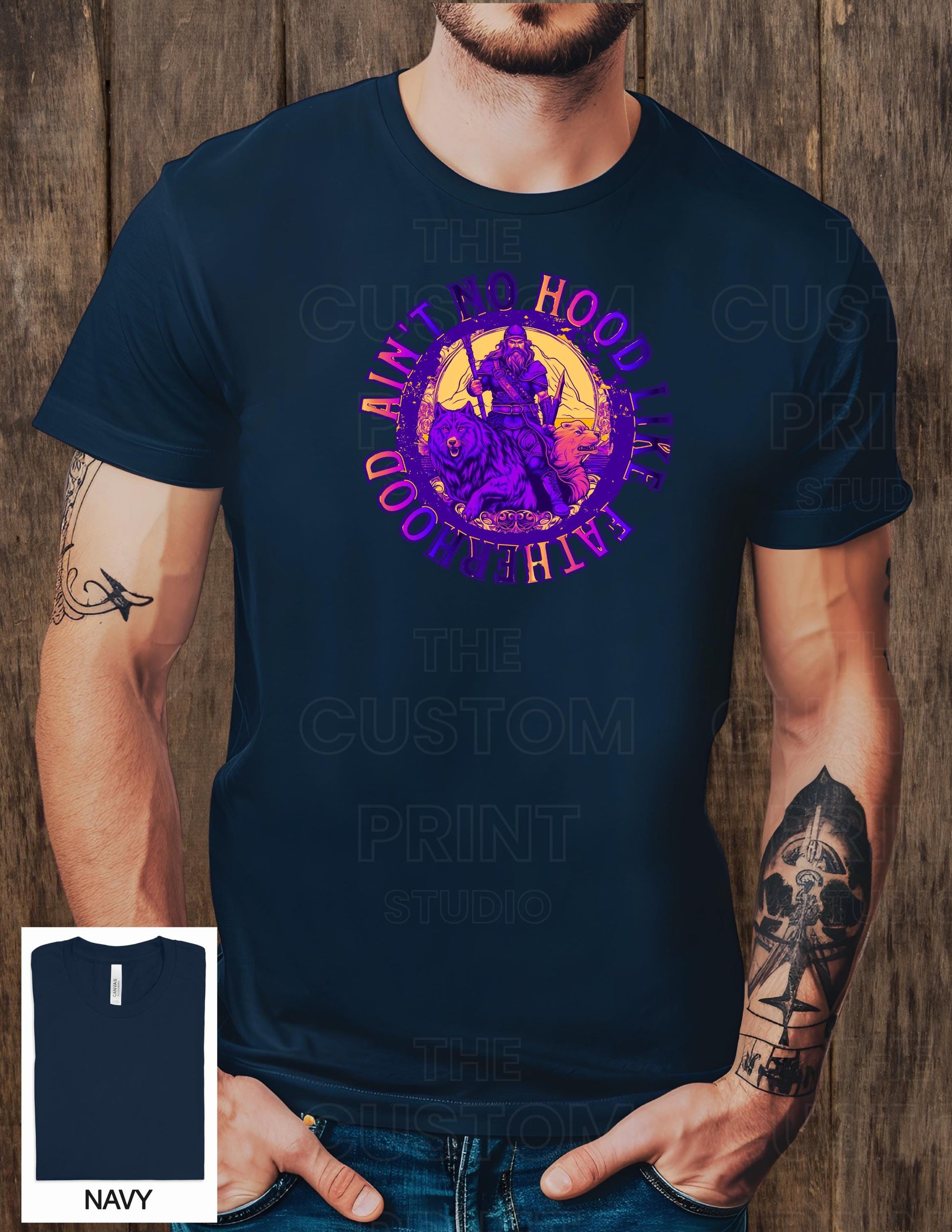 Ain't No Hood Like Fatherhood T-Shirt: Biker Dad Gift Valentines Day Gift