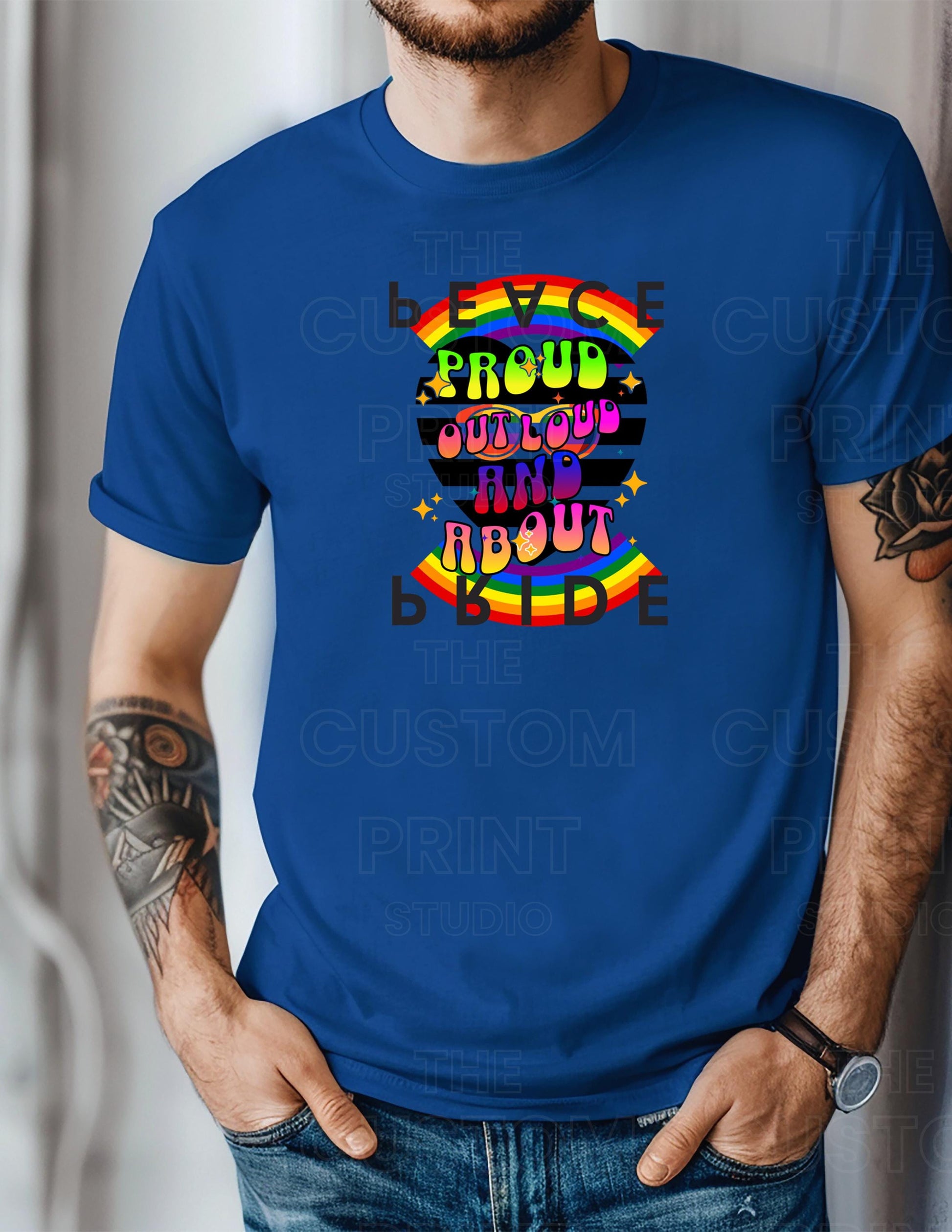 Retro Rainbow Pride T-Shirt: Personalized LGBTQ Group Vacation Tee Everyday Day Gift Gay Pride