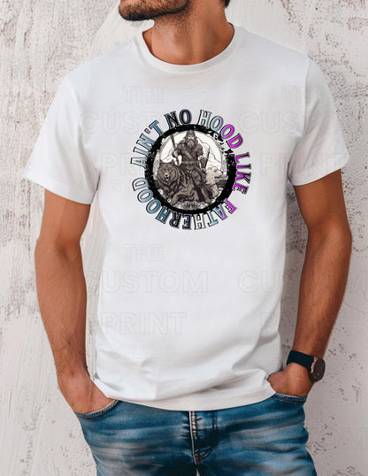 Ain't No Hood Like Fatherhood T-Shirt: Biker Dad Gift Valentines Day Gift
