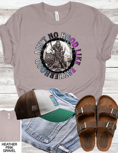 Ain't No Hood Like Fatherhood T-Shirt: Biker Dad Gift Valentines Day Gift