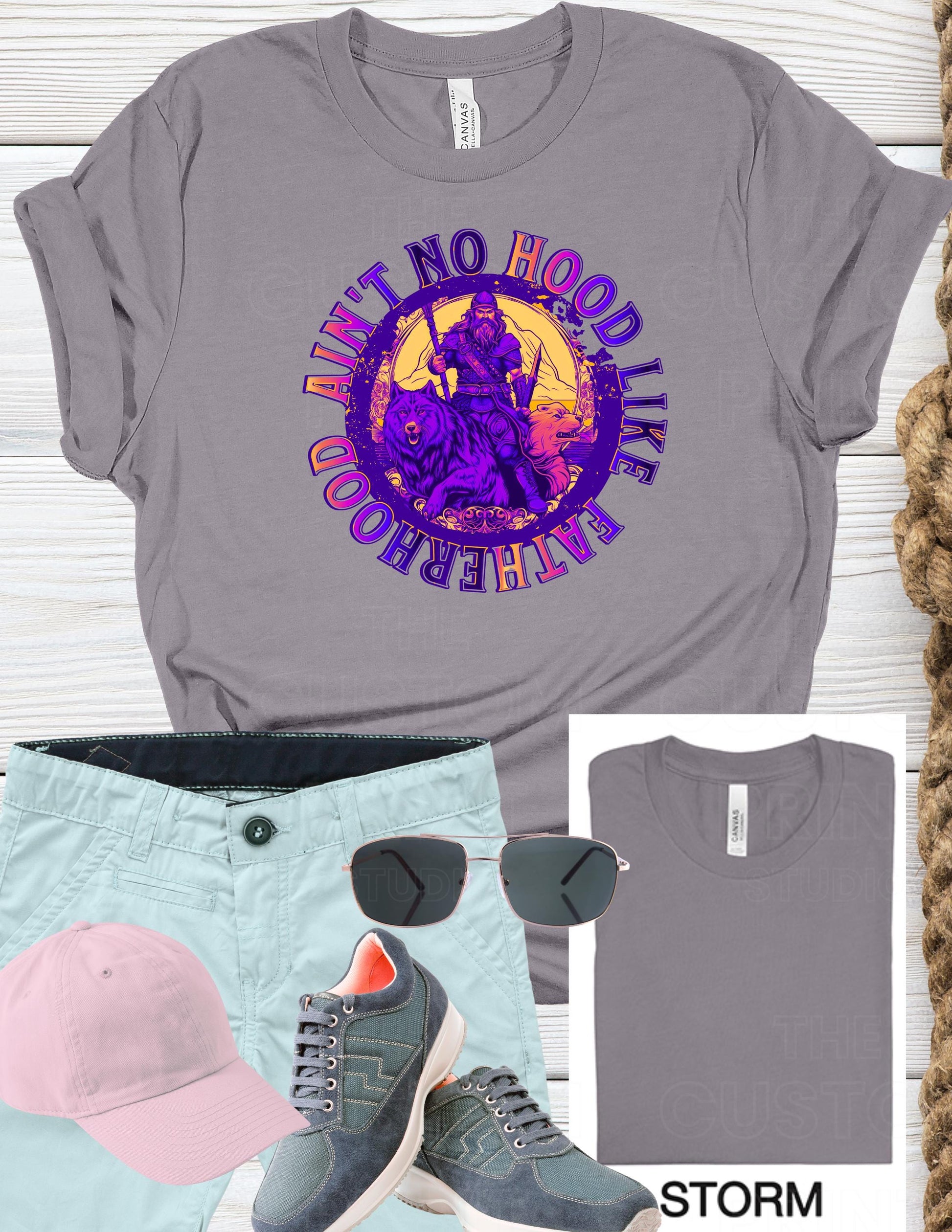 Ain't No Hood Like Fatherhood T-Shirt: Biker Dad Gift Valentines Day Gift