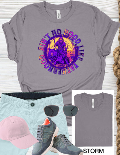 Ain't No Hood Like Fatherhood T-Shirt: Biker Dad Gift Valentines Day Gift