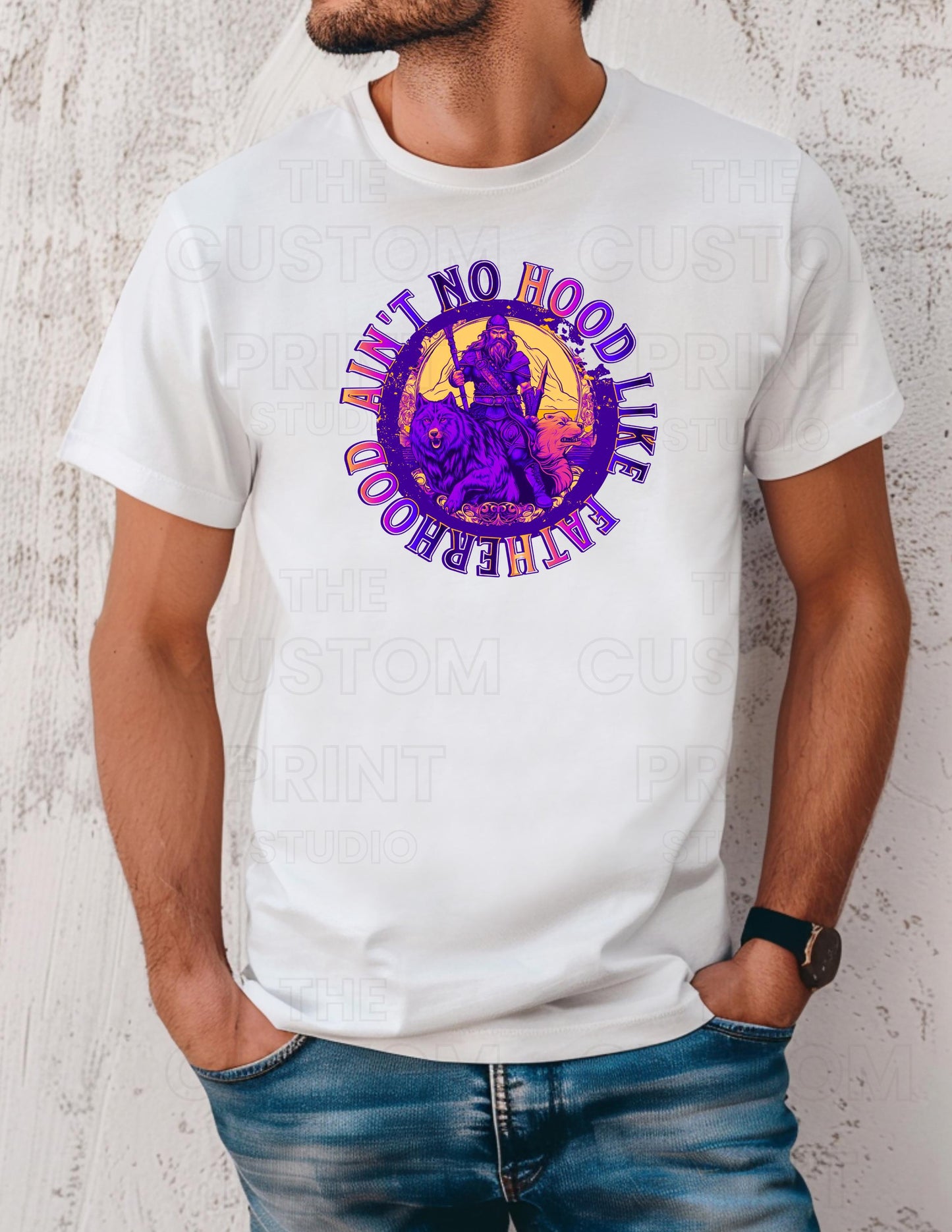 Ain't No Hood Like Fatherhood T-Shirt: Biker Dad Gift Valentines Day Gift