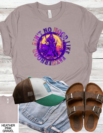 Ain't No Hood Like Fatherhood T-Shirt: Biker Dad Gift Valentines Day Gift