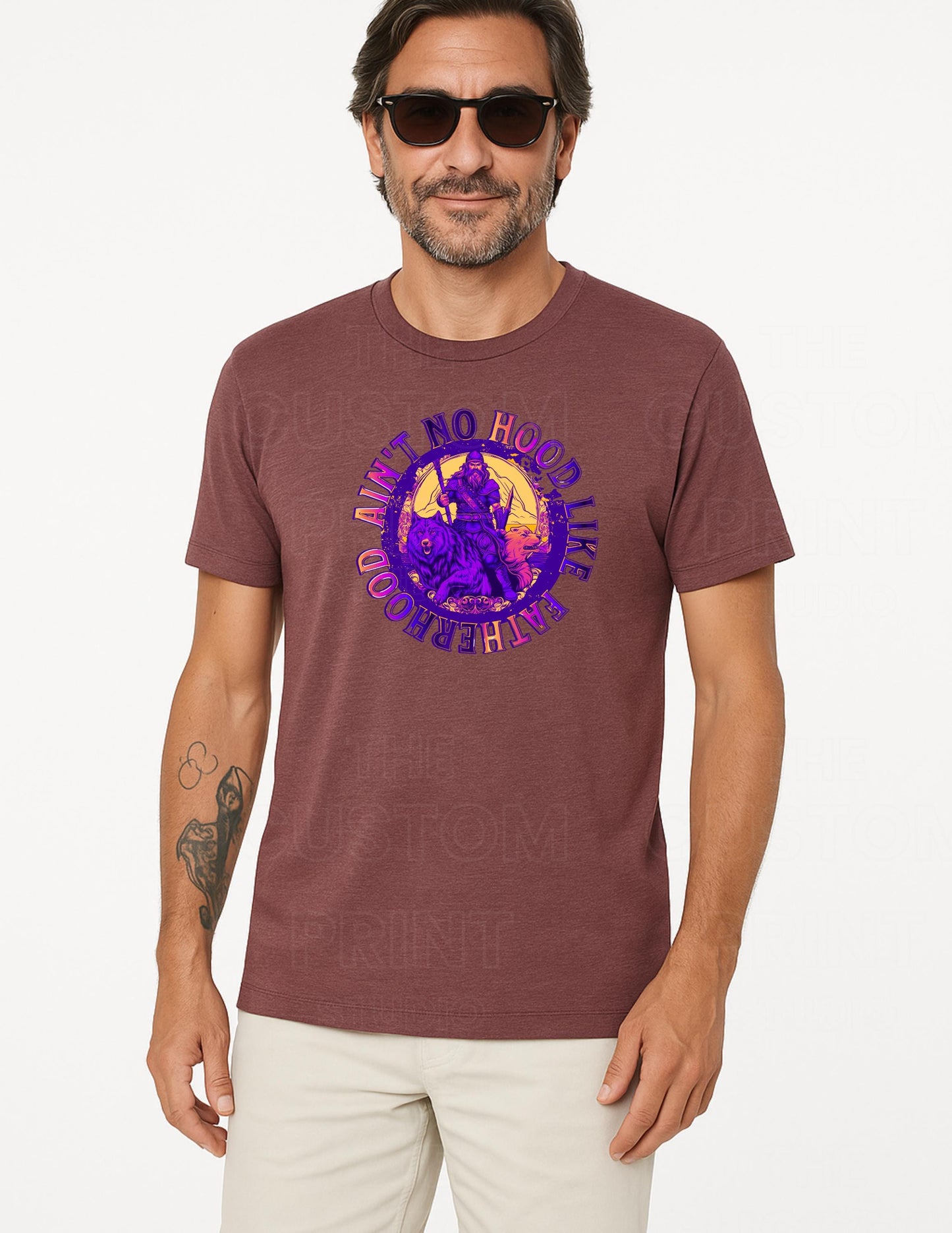 Ain't No Hood Like Fatherhood T-Shirt: Biker Dad Gift Valentines Day Gift