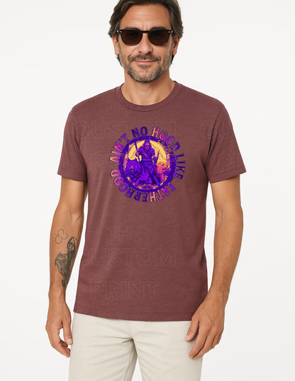 Ain't No Hood Like Fatherhood T-Shirt: Biker Dad Gift Valentines Day Gift