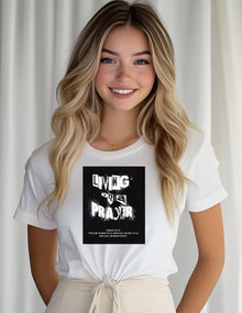 Living on a Prayer T-Shirt – Grunge Christian Rock Tee, Psalm 145:18 Graphic Shirt