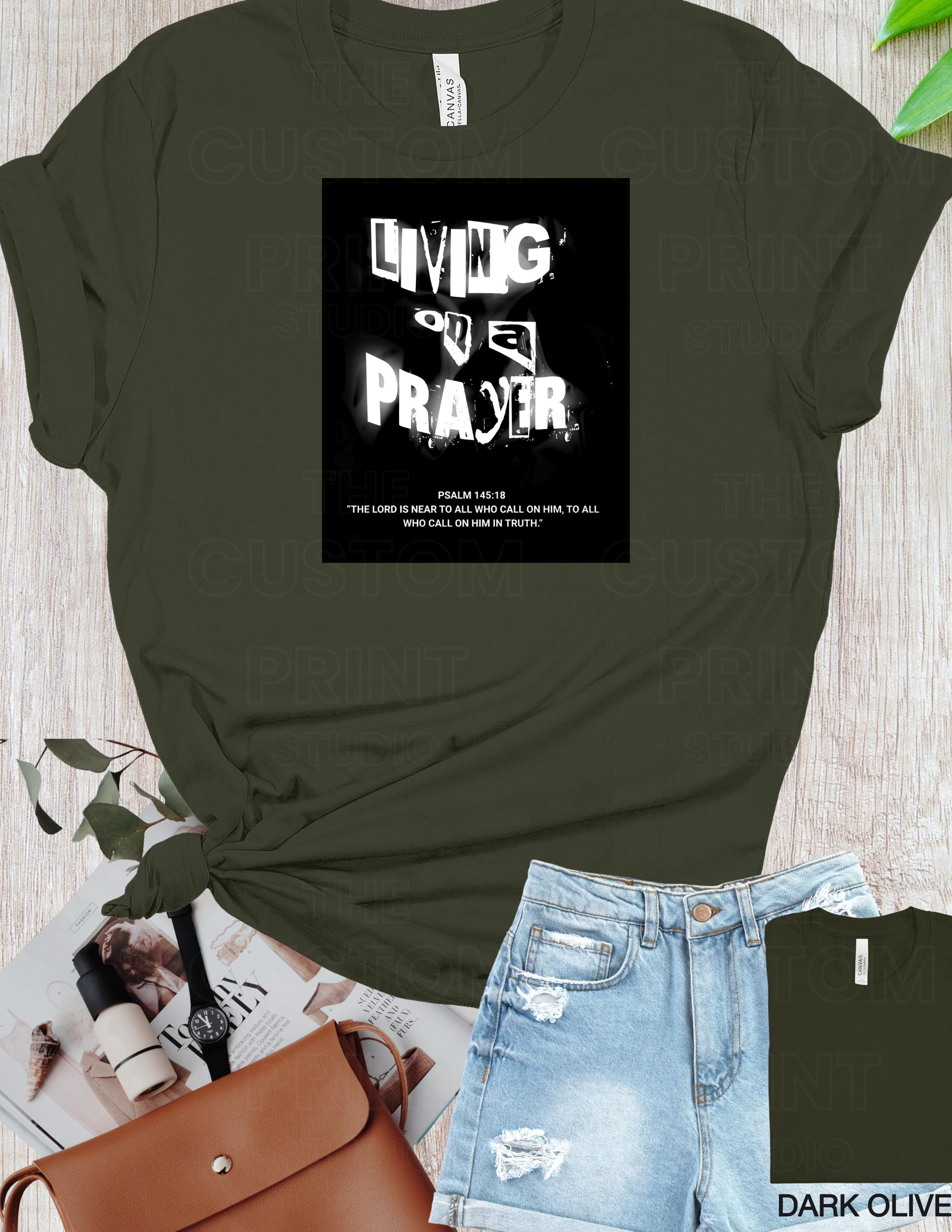 Living on a Prayer T-Shirt – Grunge Christian Rock Tee, Psalm 145:18 Graphic Shirt