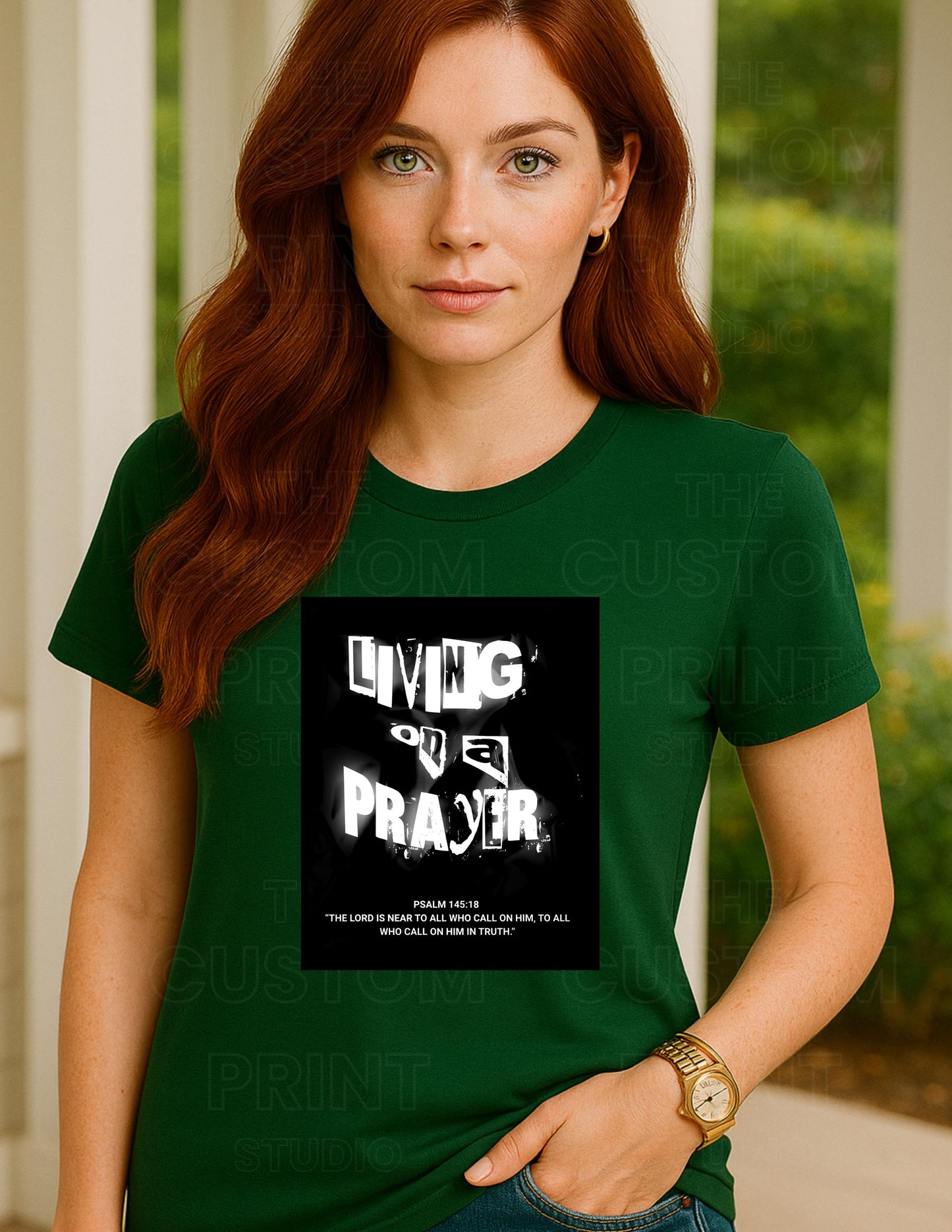 Living on a Prayer T-Shirt – Grunge Christian Rock Tee, Psalm 145:18 Graphic Shirt