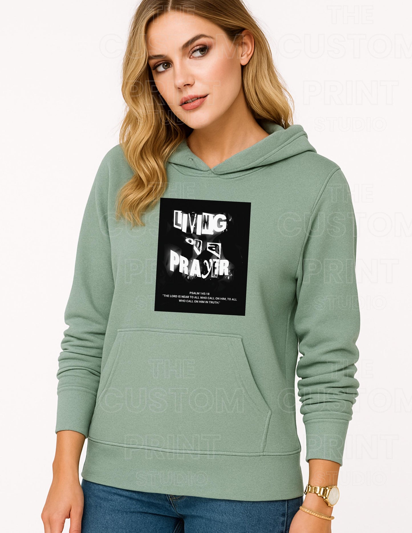 Living On A Prayer Sweatshirt: Psalm 145 Grunge Rock Faith Apparel