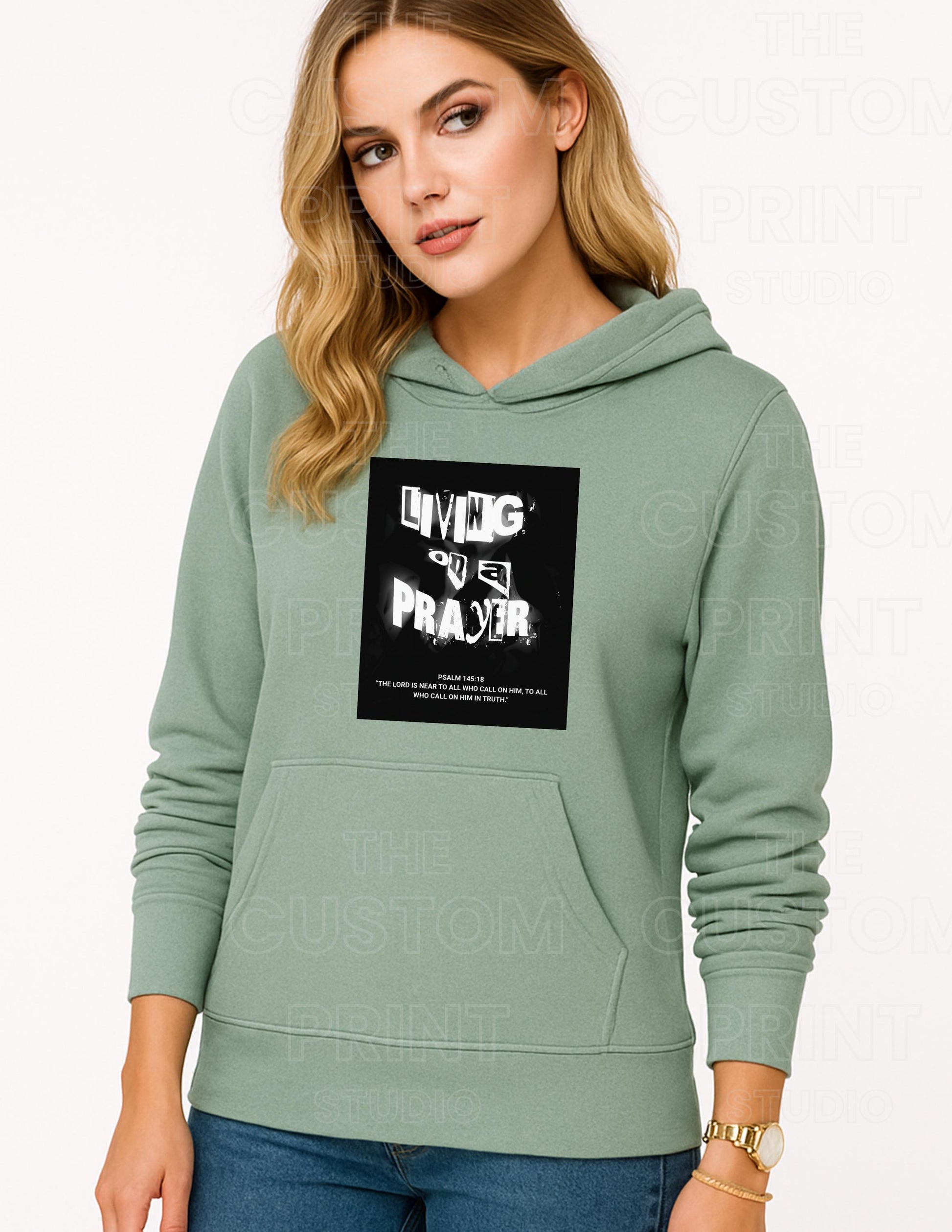 Living On A Prayer Sweatshirt: Psalm 145 Grunge Rock Faith Apparel