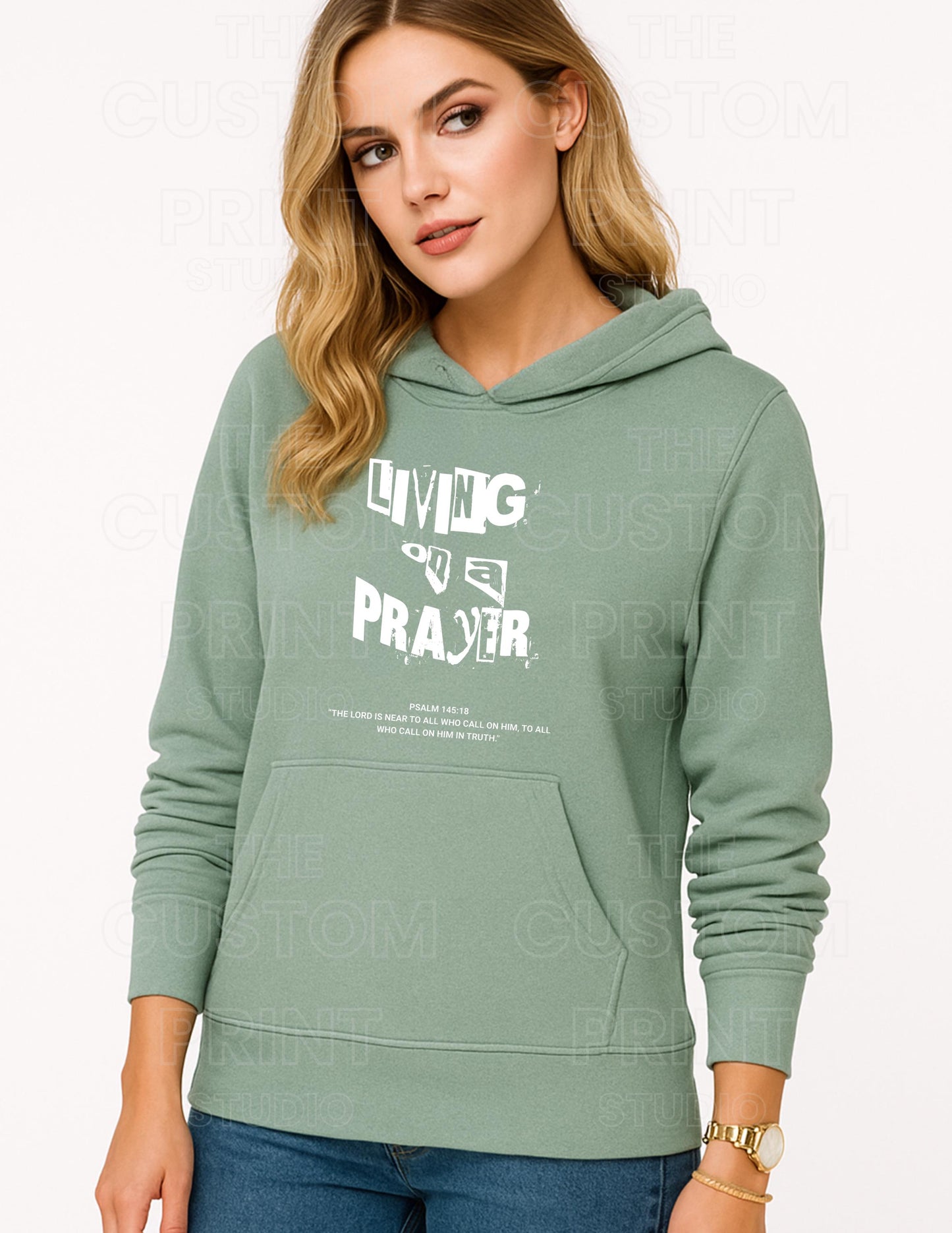 Living on a Prayer Sweatshirt: Christian Rock Faith HoodieGift for Her, Gift for Him