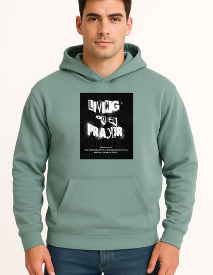 Living on a Prayer Hoodie – Christian Rock Psalm 145:18 Grunge Style