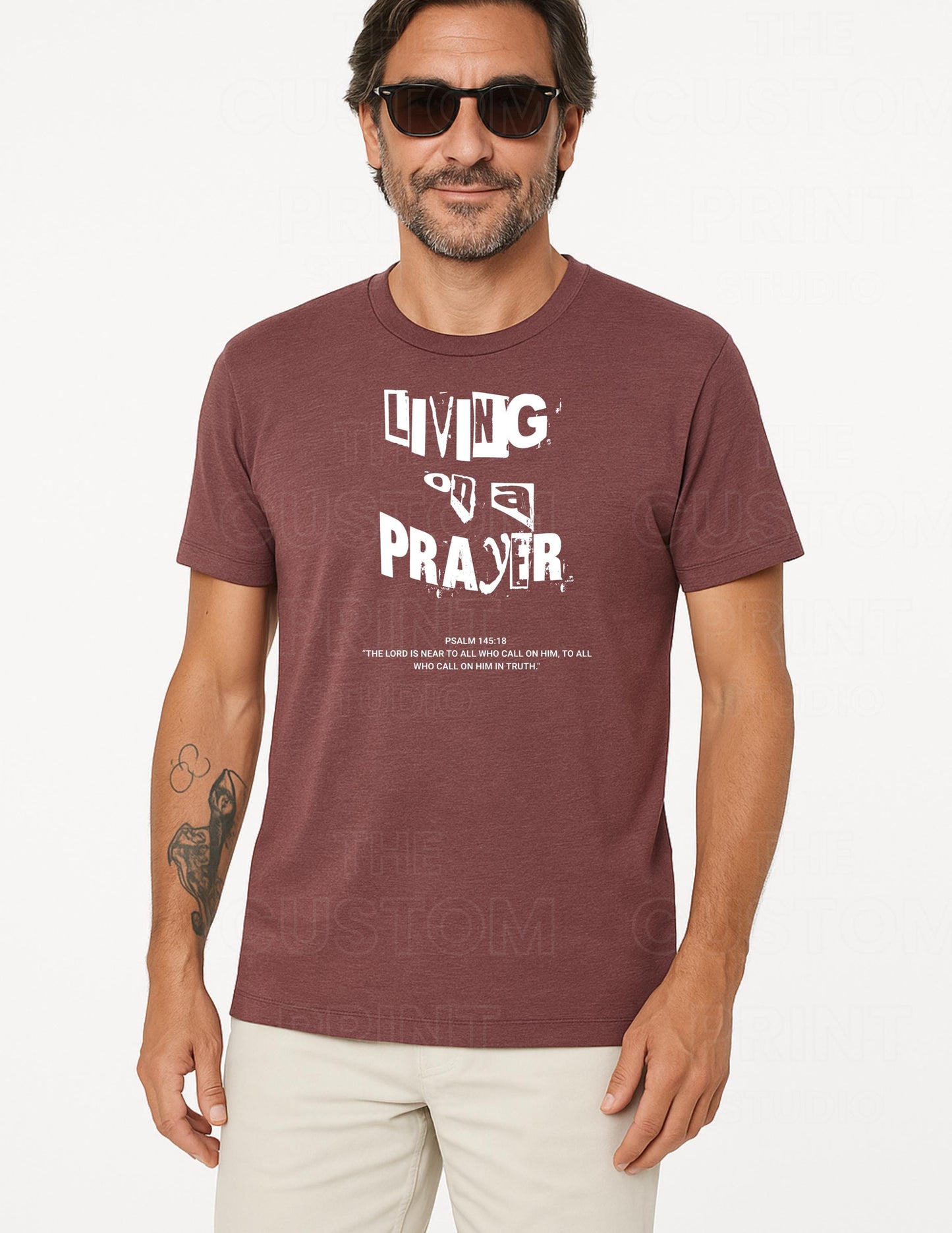 Living on a Prayer Grunge T-Shirt: Psalm 145 Christian Rock Tee