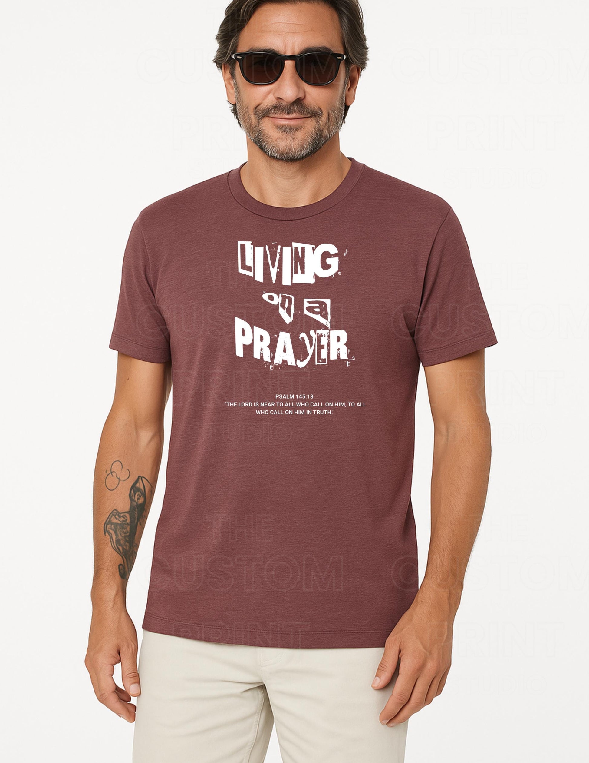 Living on a Prayer Grunge T-Shirt: Psalm 145 Christian Rock Tee