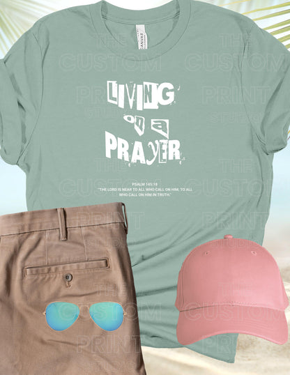 Living on a Prayer Grunge T-Shirt: Psalm 145 Christian Rock Tee