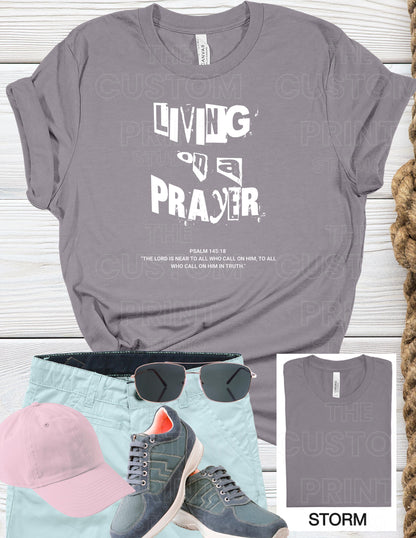 Living on a Prayer Grunge T-Shirt: Psalm 145 Christian Rock Tee