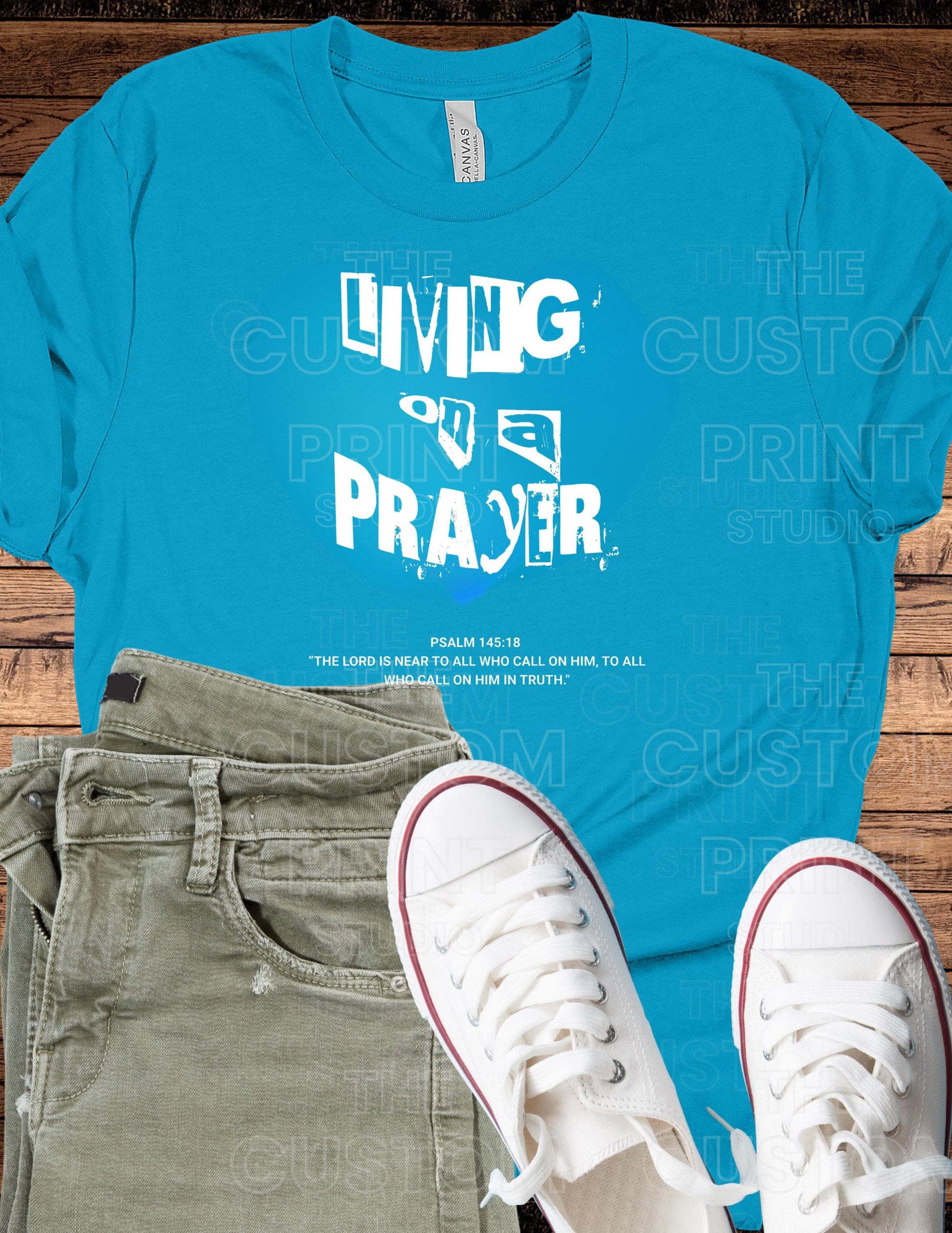 Living on a Prayer Grunge T-Shirt: Psalm 145 Christian Rock Tee