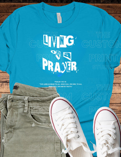 Living on a Prayer Grunge T-Shirt: Psalm 145 Christian Rock Tee