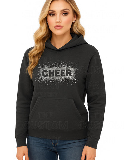Cheer Rhinestone Hoodie – Sparkly Cheerleading Gift, Spirit Squad Apparel, Gift for Her