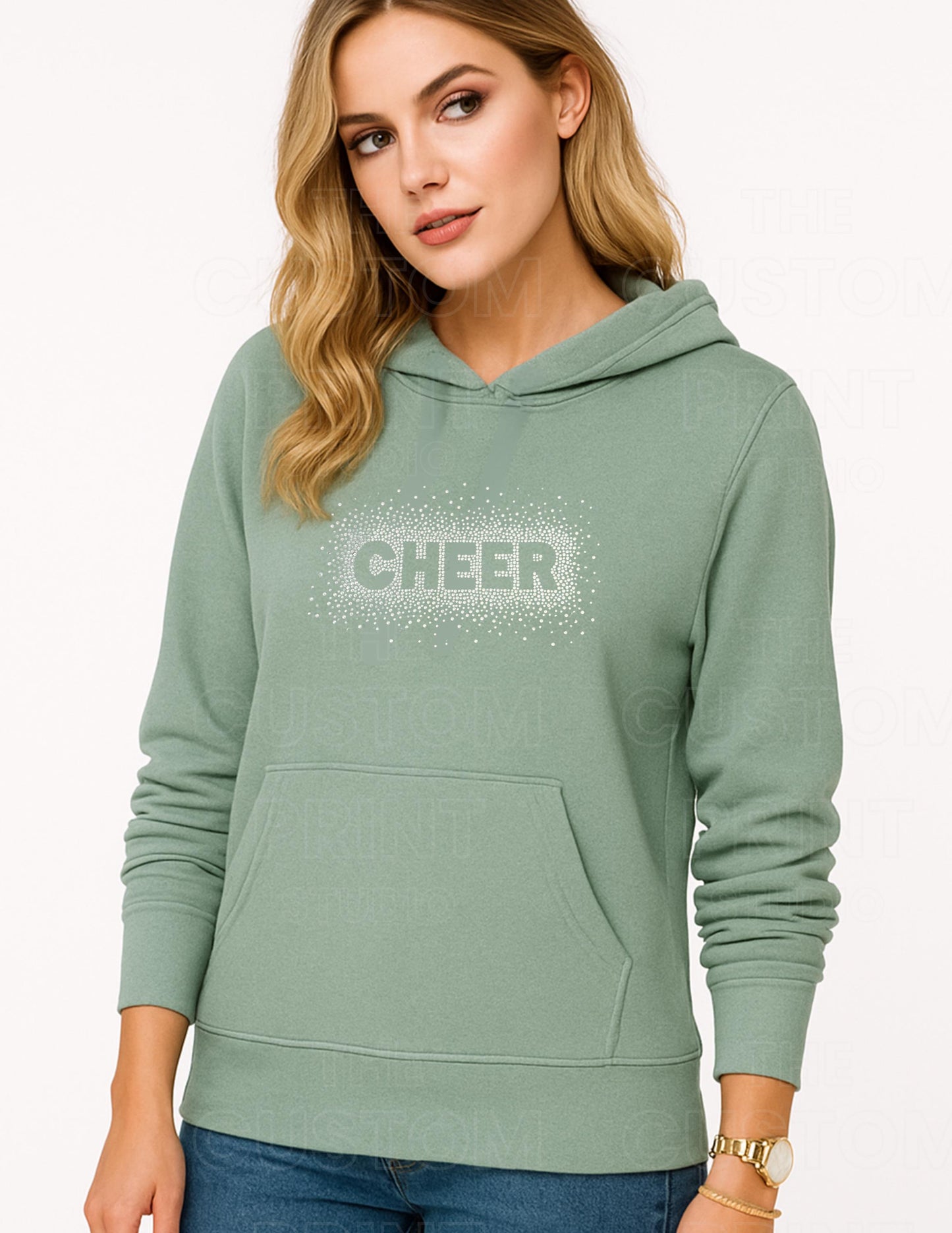 Cheer Rhinestone Hoodie – Sparkly Cheerleading Gift, Spirit Squad Apparel, Gift for Her