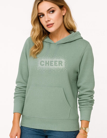 Cheer Rhinestone Hoodie – Sparkly Cheerleading Gift, Spirit Squad Apparel, Gift for Her