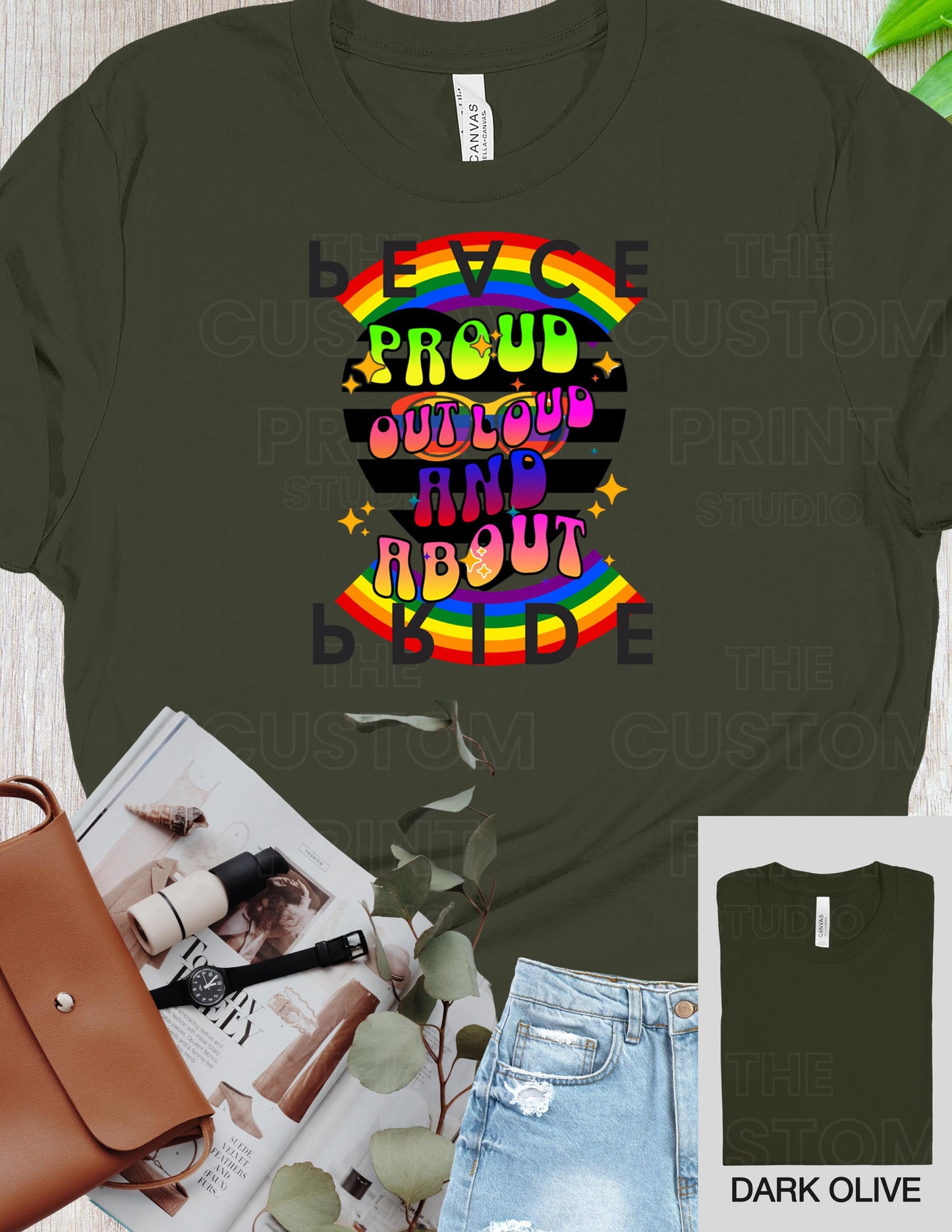 Retro Rainbow Pride T-Shirt: Personalized LGBTQ Group Vacation Tee Everyday Day Gift Gay Pride