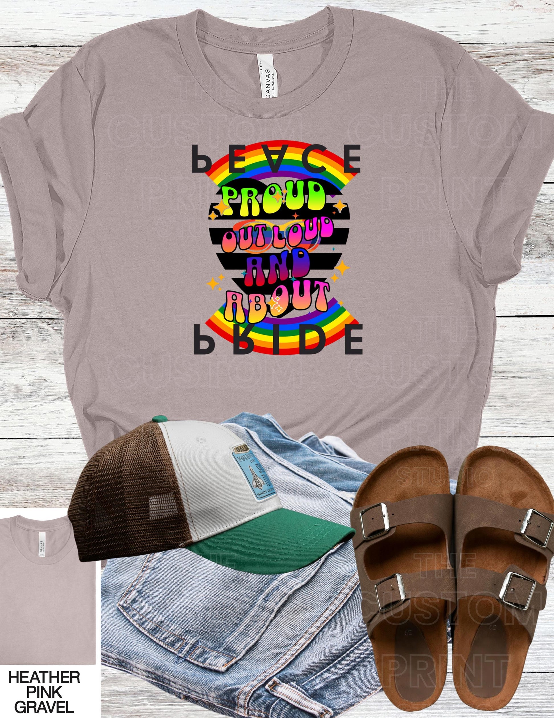Retro Rainbow Pride T-Shirt: Personalized LGBTQ Group Vacation Tee Everyday Day Gift Gay Pride